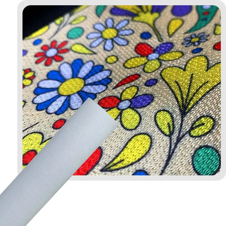 TELA ADHESIVA SUBLIMABLE EFECTO BORDADO 44 CMX25M
