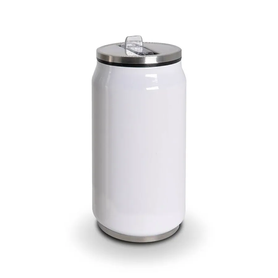 Termo Tipo Lata de Acero Inoxidable con Popote