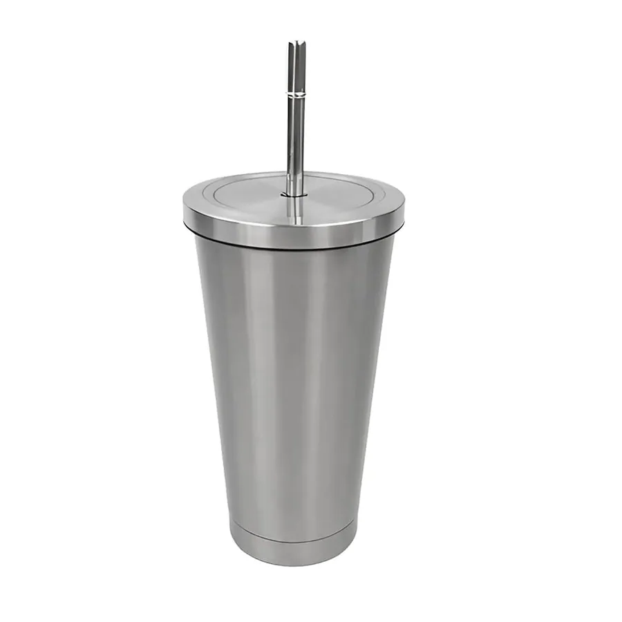 Vaso Cónico De Acero Inoxidable Con Popote